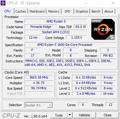 CPU - Ryzen 5 1600 buy 12NM