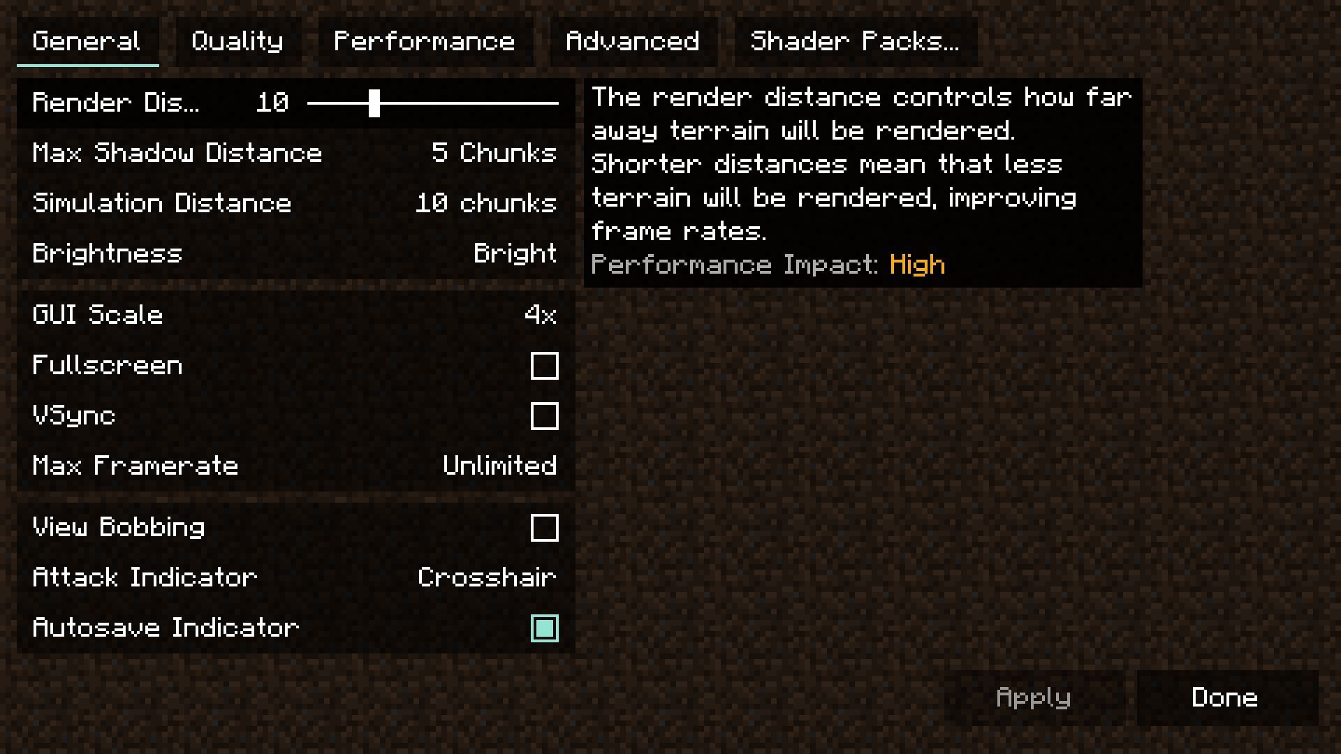 CPU Render Ahead Limit Minecraft