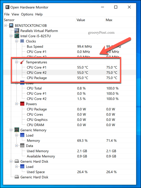 Win 10 CPU Temperature Monitor