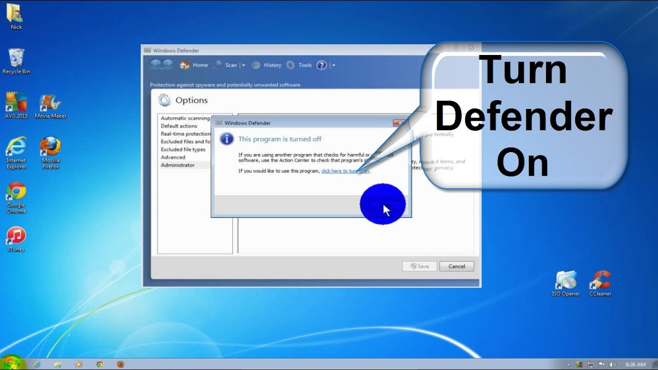 Windows Defender Is Free Antivirus Software Included With Windows 7