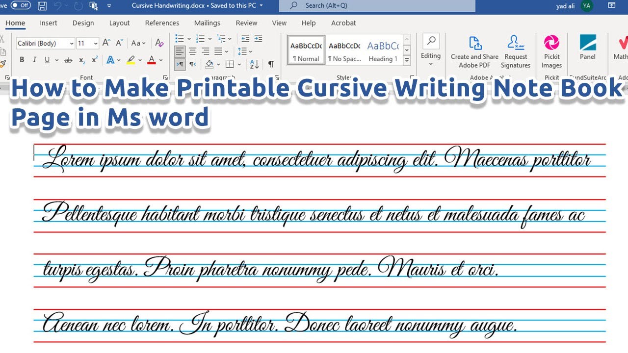 Cursive Font In Word Pictures