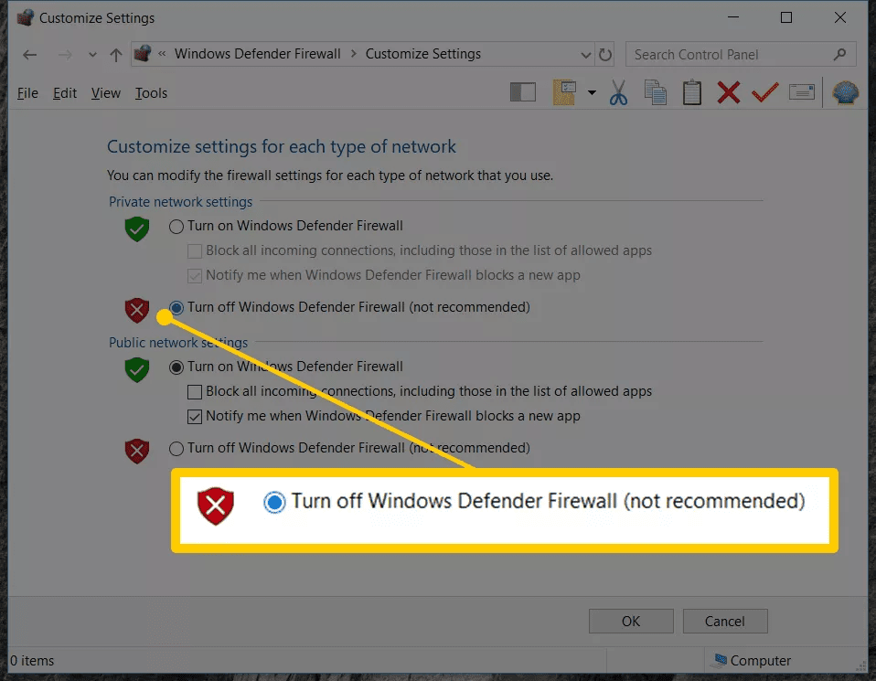 How To Disconnect Firewall Windows 10