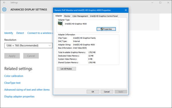 Graphics Card Information Windows 10