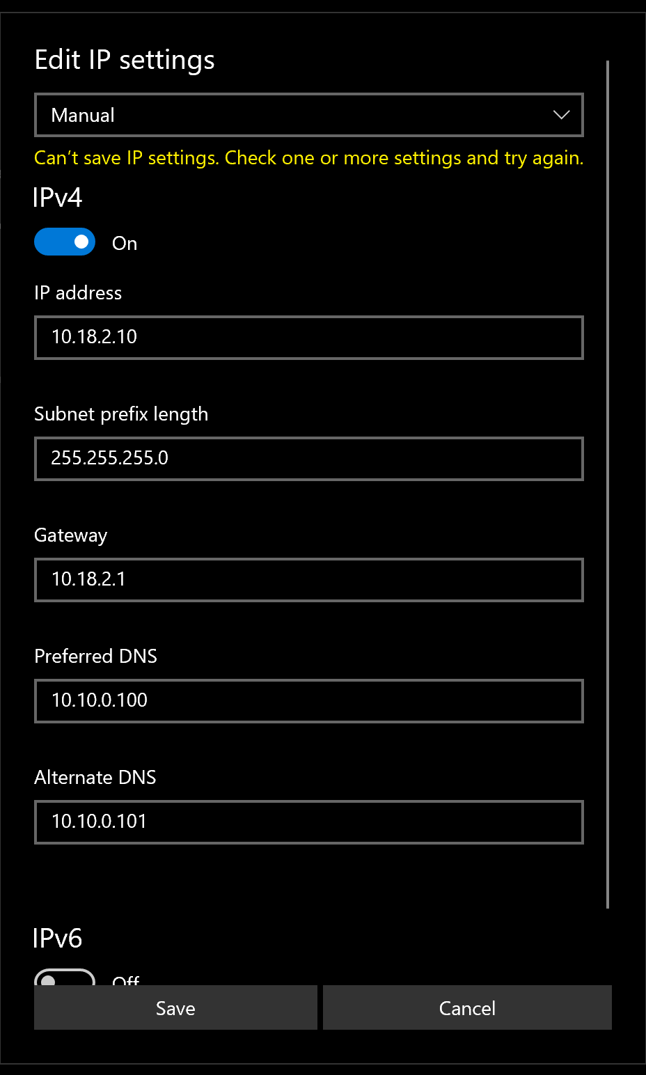 Windows 10 Can’t Save Ip Settings