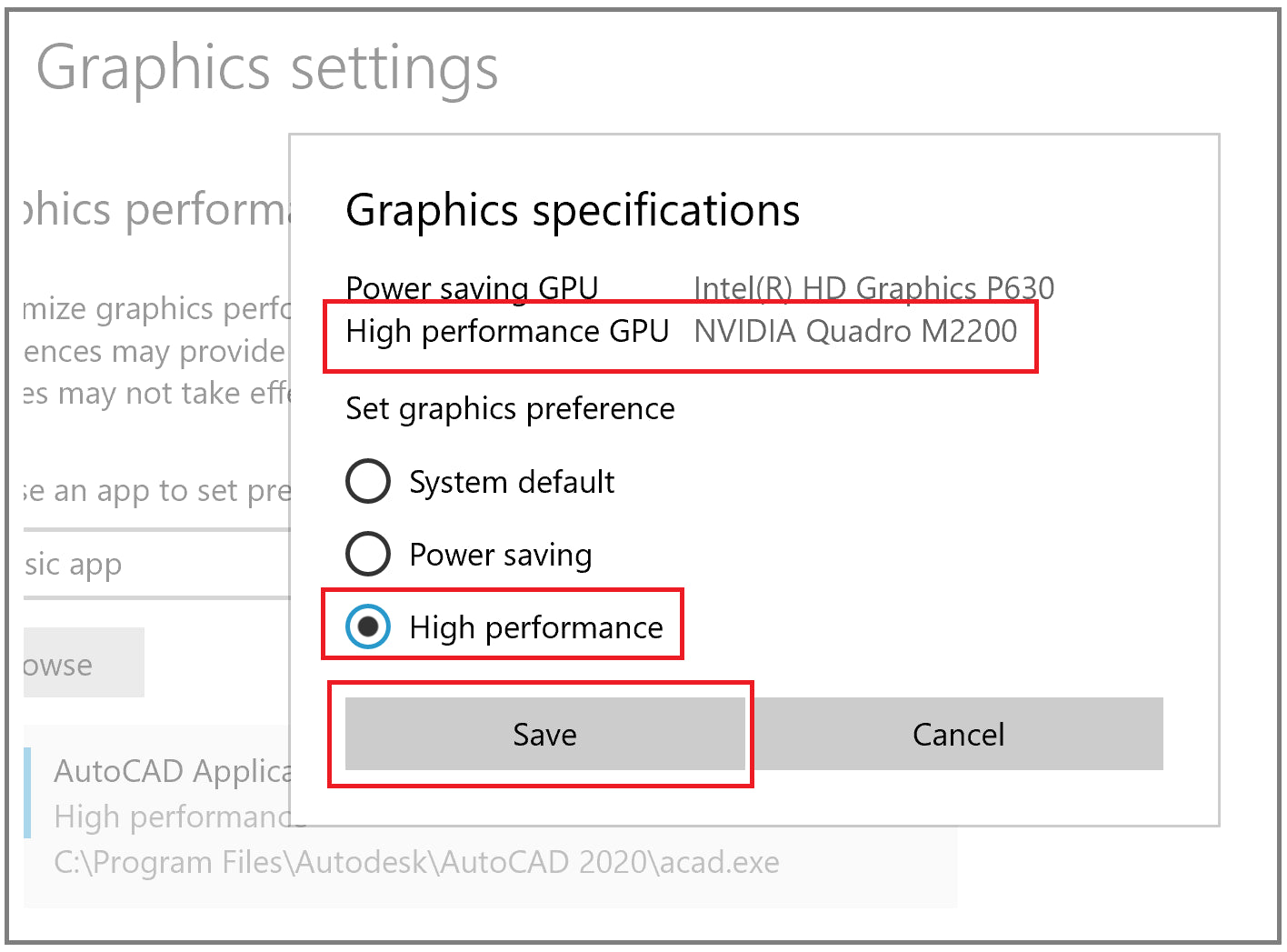 Autocad Using Wrong Graphics Card