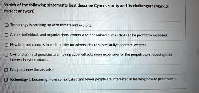 Which Of The Following Statements Best Describes Cybersecurity