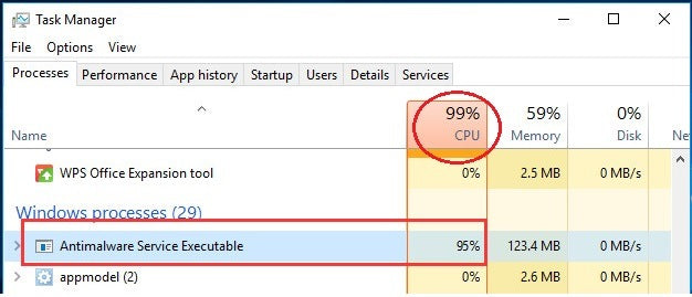 Antimalware Service Executable Taking Up CPU