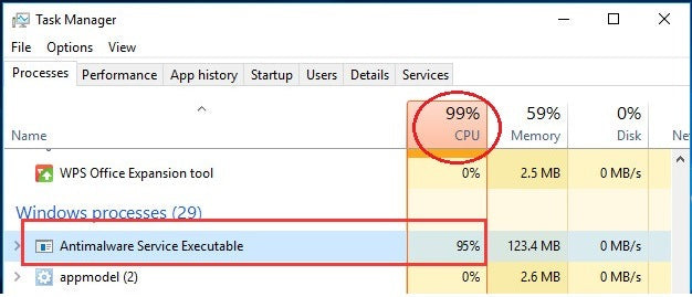 High CPU Usage Windows 10 Antimalware Service Executable