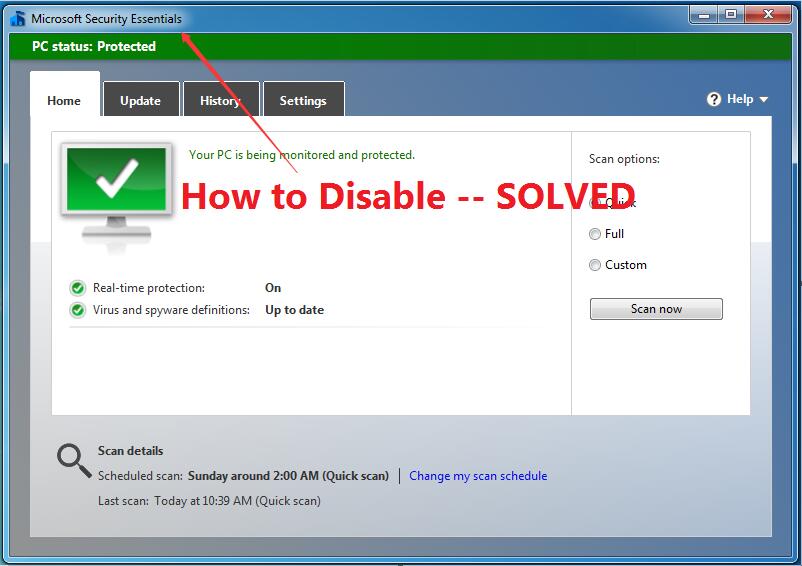 How To Disable Antivirus Microsoft Security Essentials