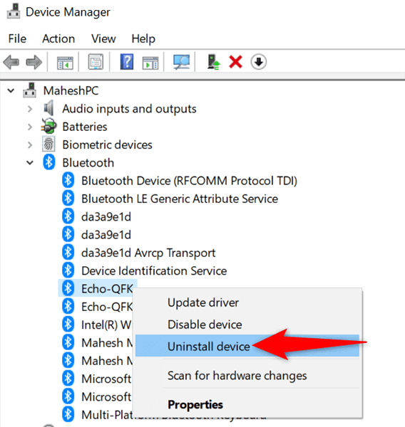 Can’t Remove Bluetooth Device Windows 10