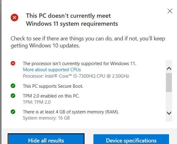 CPU Not Supported Windows 11