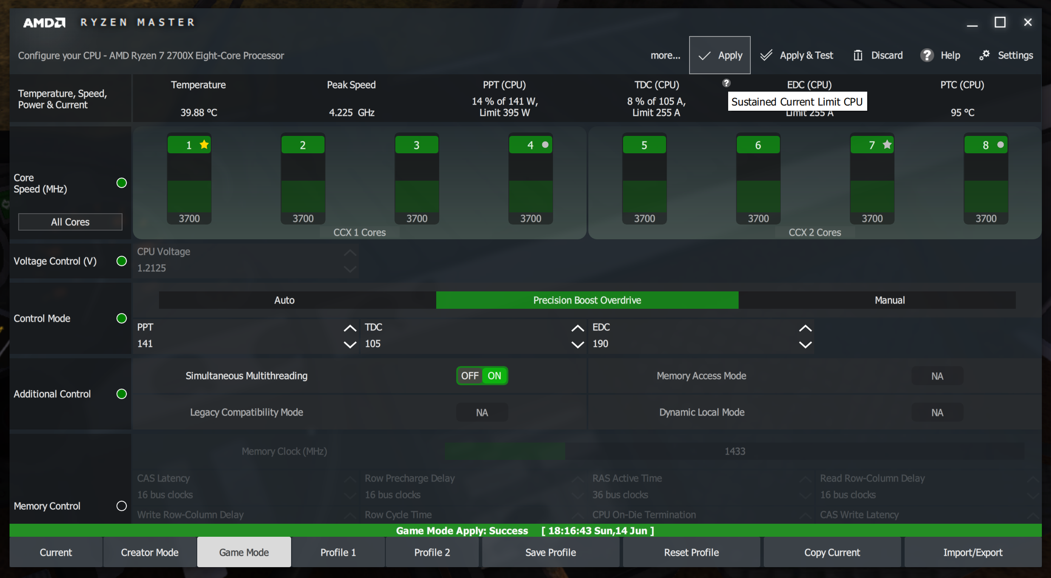 Peak Current Limit CPU Ryzen Master