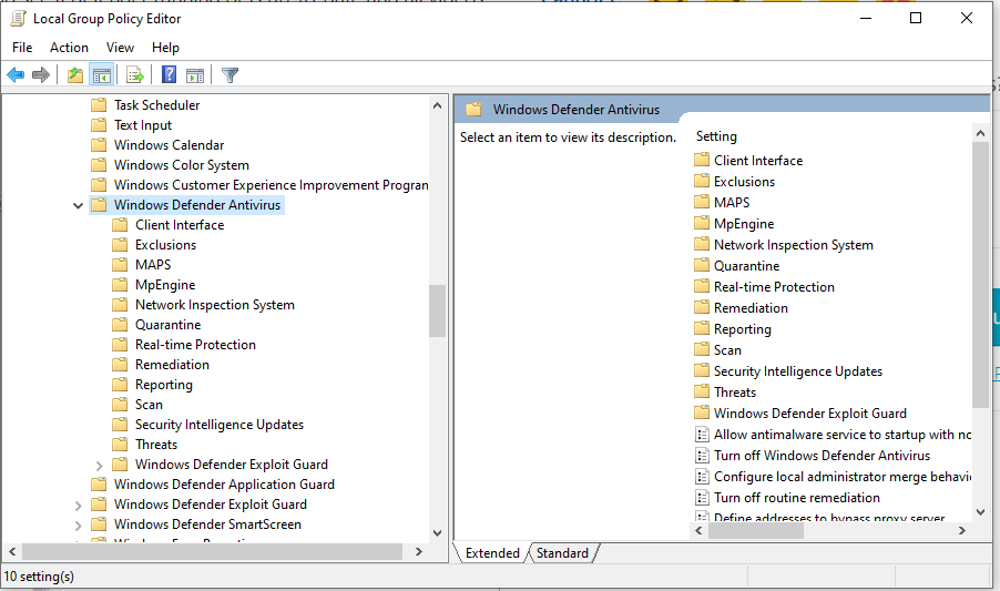 Windows Defender Antivirus Missing In Group Policy