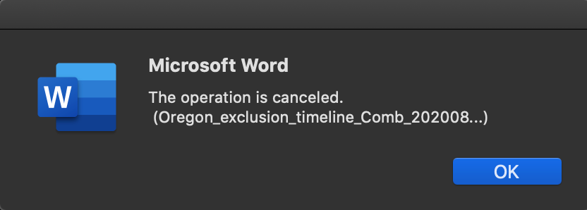 Microsoft Word The Operation Is Canceled