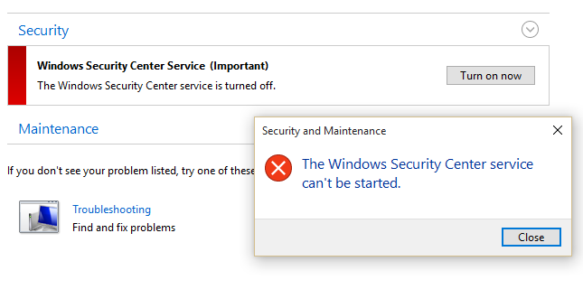Windows Security Center Service Is Off