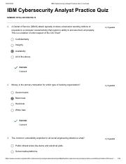 IBM Cybersecurity Analyst Practice Quiz