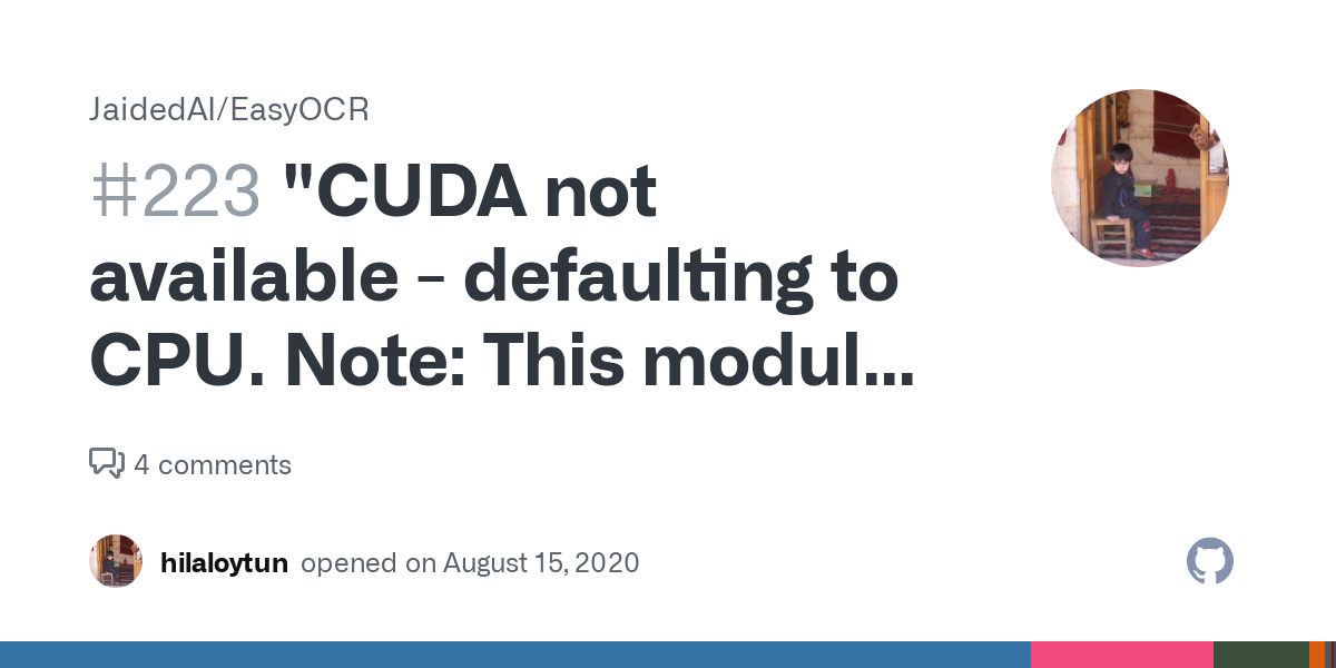 Cuda Not Available - Defaulting To CPU