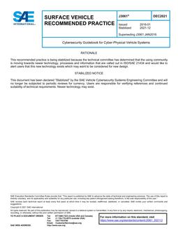 Cybersecurity Guidebook For Cyber Physical Vehicle Systems