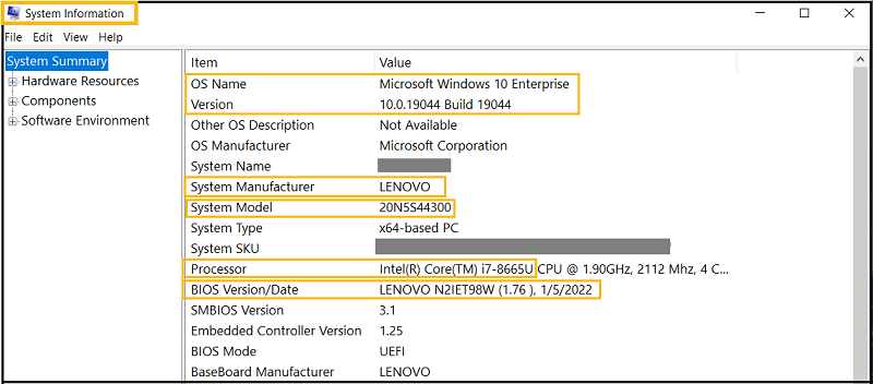 CPU Or Bios Model Name