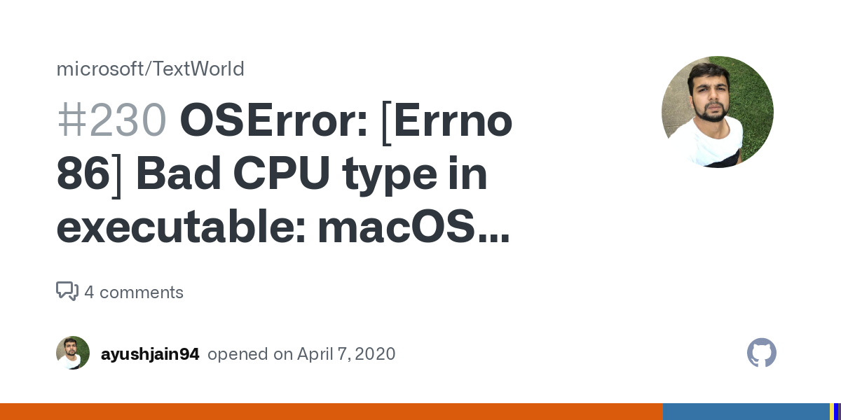 Oserror Errno 86 Bad CPU Type In Executable