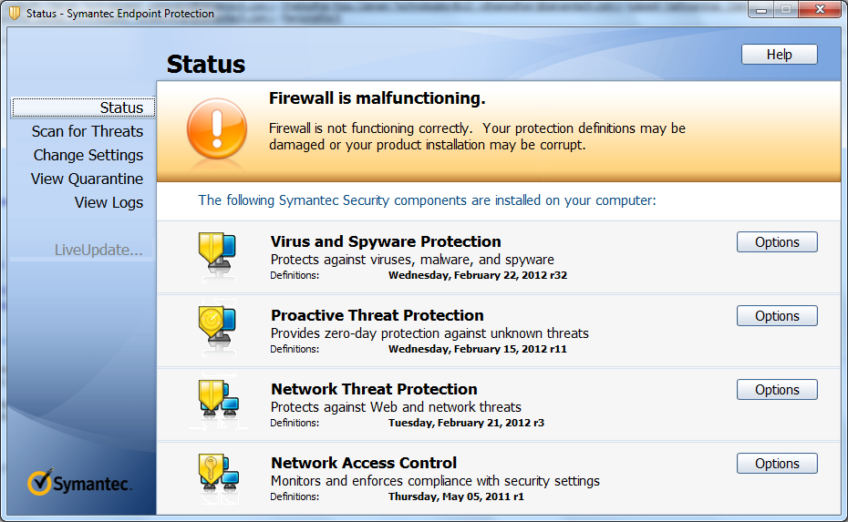 Symantec Firewall Is Not Functioning Correctly