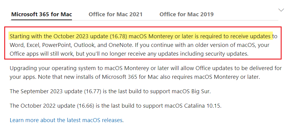 What Version Of Microsoft Office Is Compatible With Monterey