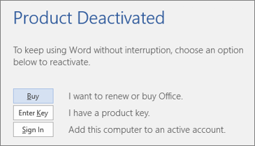 Microsoft Office Product Is Inactive