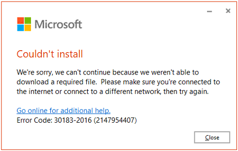 Cannot Download Microsoft Office