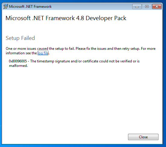 Does .Net Framework 4.8 Work On Windows 7