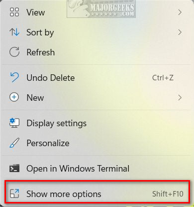 Windows 11 Show More Options Disable