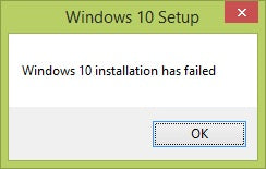 Windows 10 Installation Has Failed When Upgrading From Windows 8.1