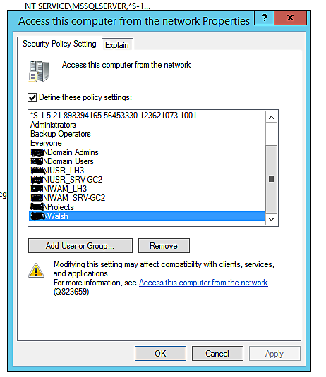 Access This Computer From The Network Security Policy Setting