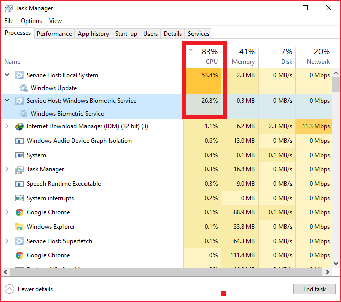 Service Host Using High CPU