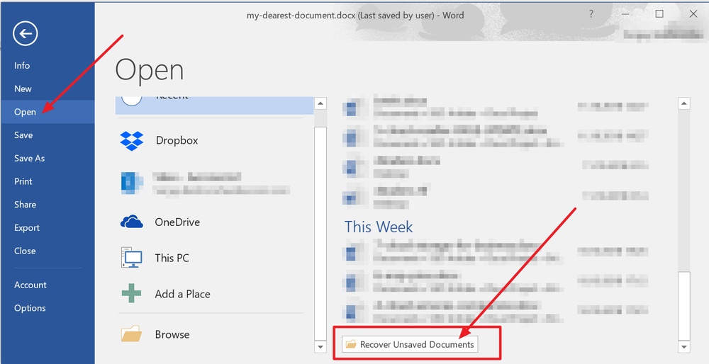 Microsoft Word Closed Without Saving How To Recover