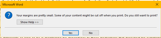 Your Margins Are Pretty Small Microsoft Word