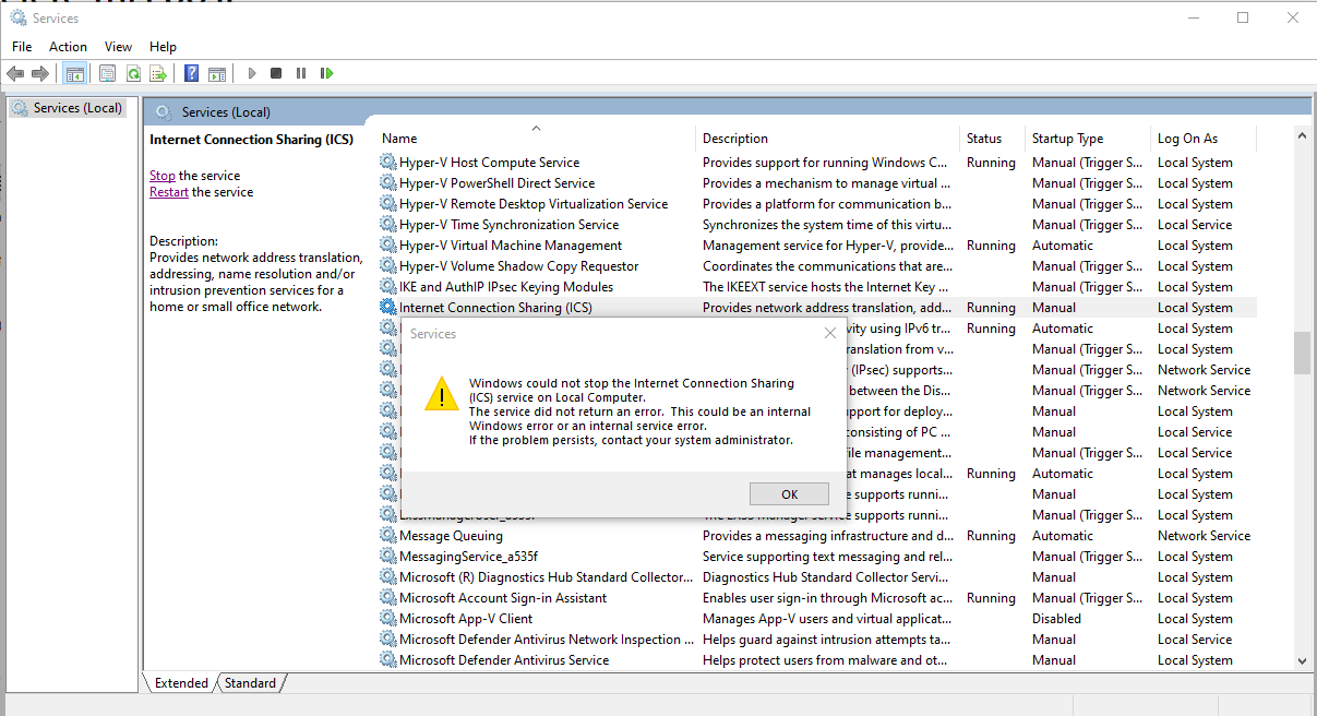 Windows Cannot Start Windows Firewall Internet Connection Sharing Ics Service