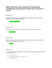 IBM Cybersecurity Analyst Assessment Quiz Answers