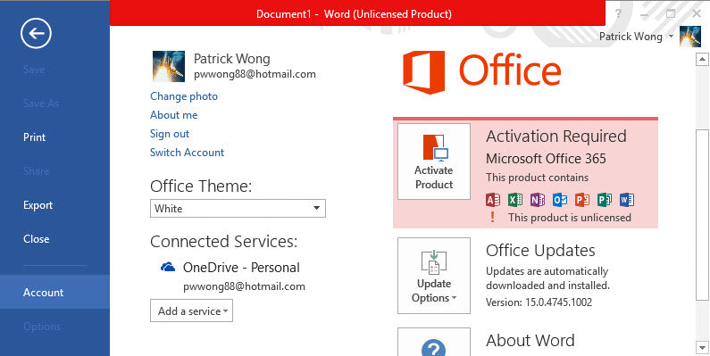 Cannot Activate Microsoft Office
