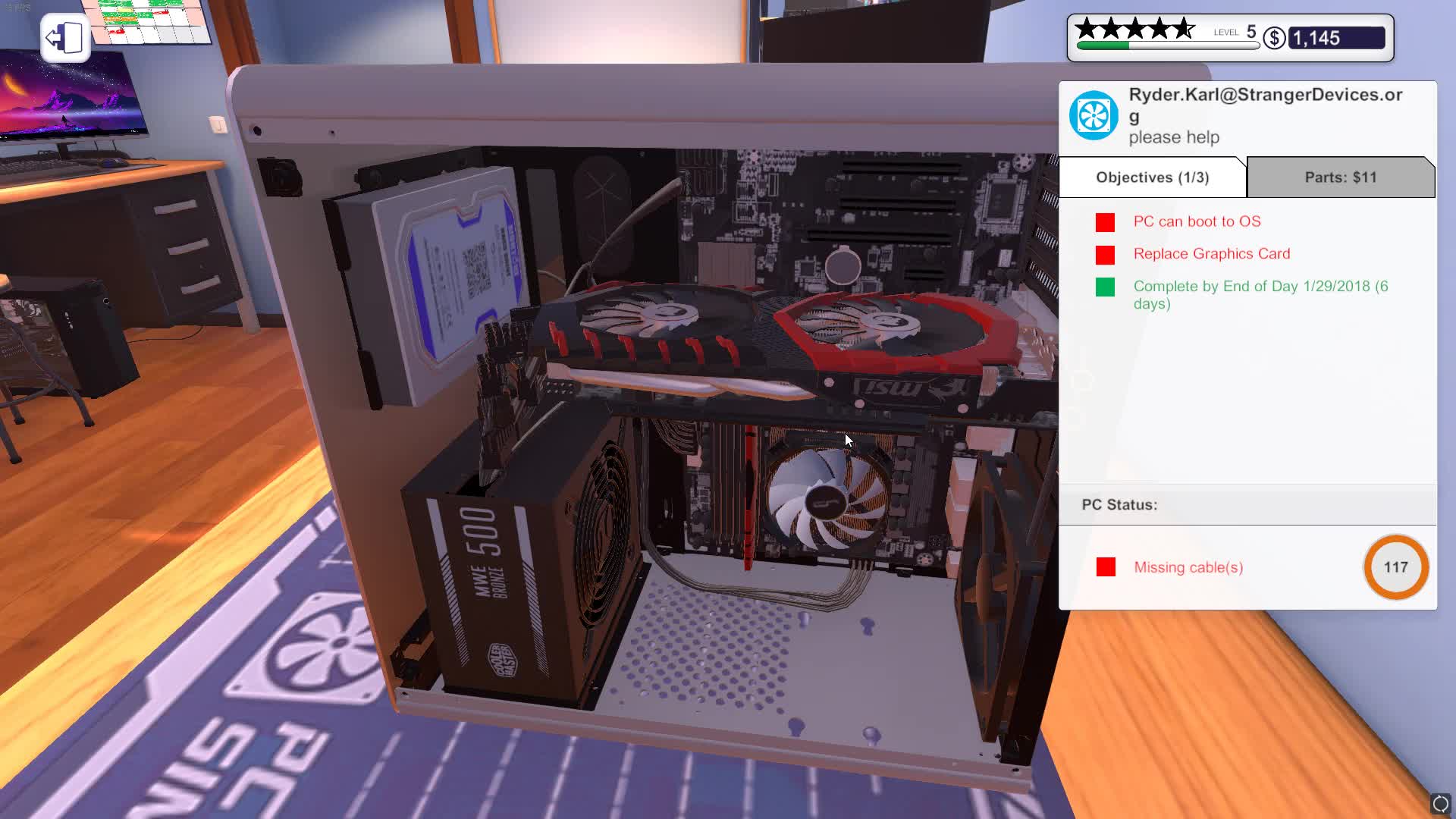 Inferior CPU Installed PC Building Simulator