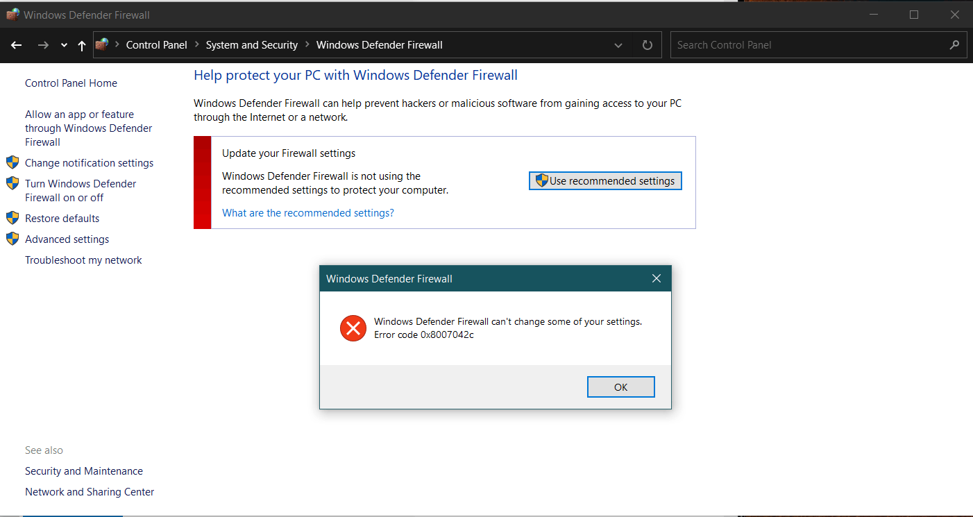 Windows Defender Firewall Is Not Using The Recommended Settings