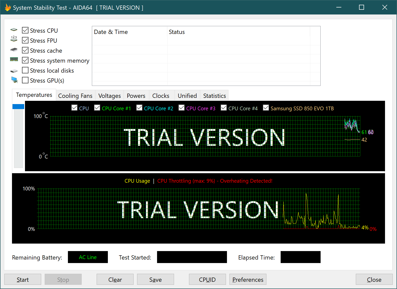 AIDA64 CPU Throttling Overheating Detected