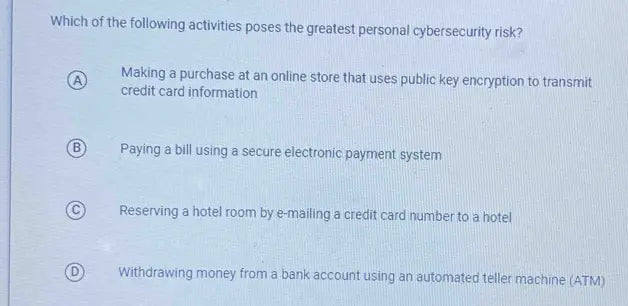 Which Of The Following Activities Poses The Greatest Cybersecurity Risk
