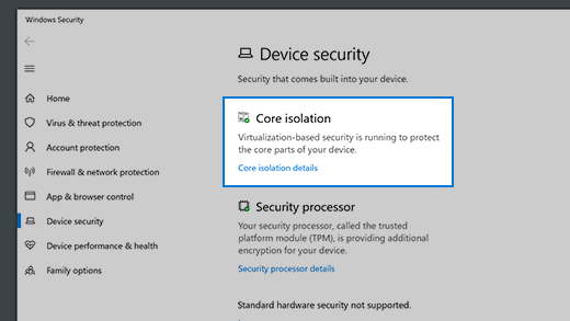 Device Security Memory Integrity Is Off