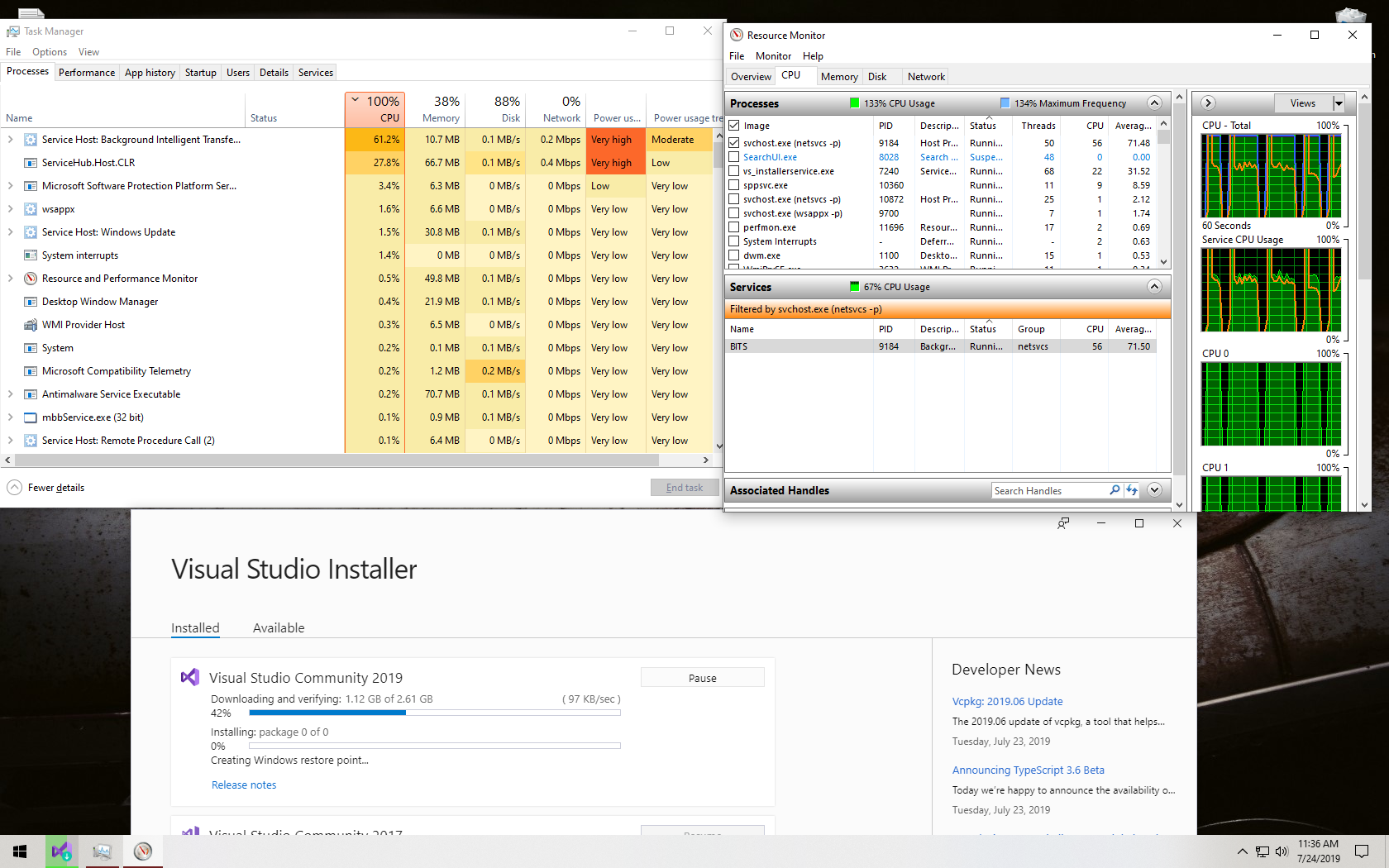 Visual Studio Background Download High CPU