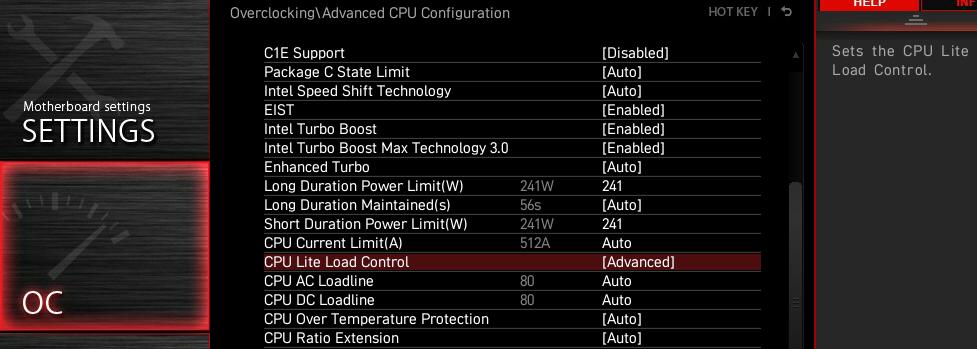 CPU Internal AC DC Load Line