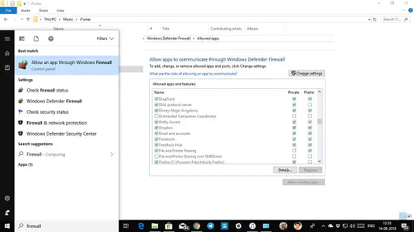 Itunes Is Not Enabled In Windows Firewall