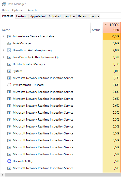 Microsoft Network Realtime Inspection Service High CPU