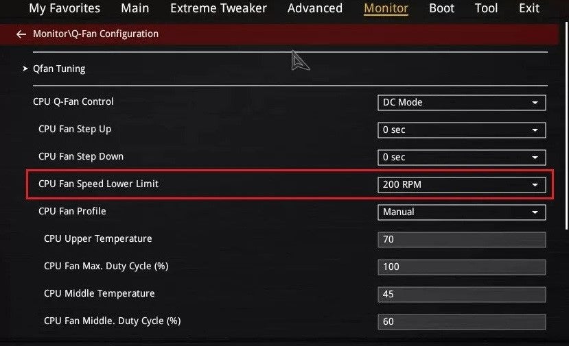 Turn Off CPU Fan Error Asus