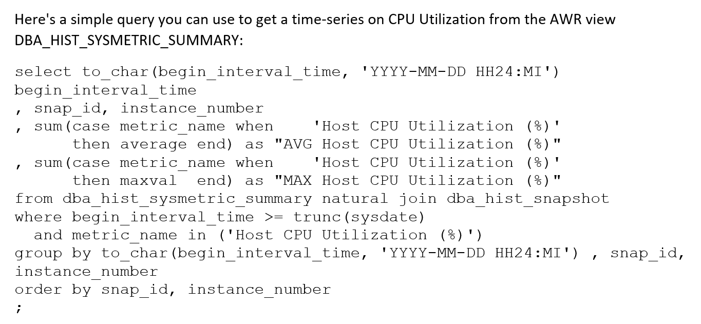 Oracle Database CPU Utilization Query