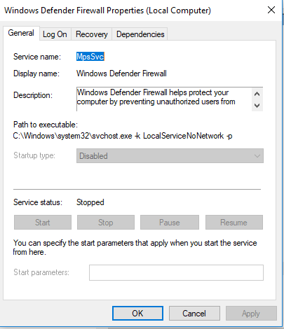 Microsoft Defender Firewall Is Not Active